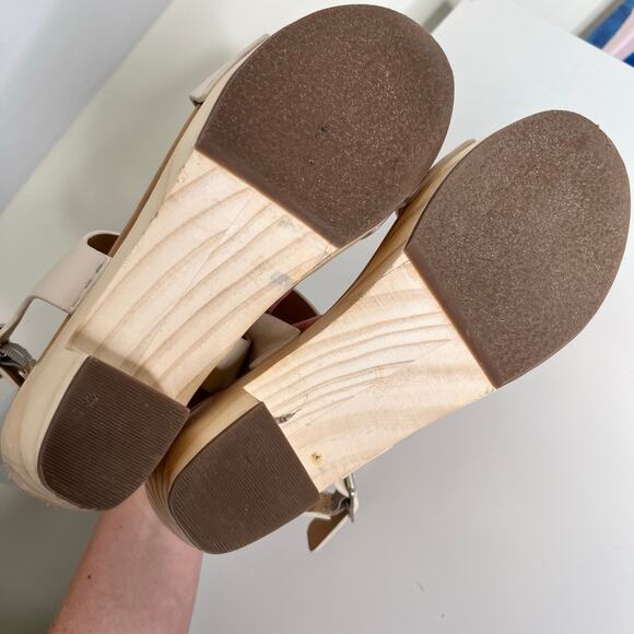 Nisolo All Day Open Clog Sandal Womens 8 Ivory Bone Wood Leather - Picture 11 of 12